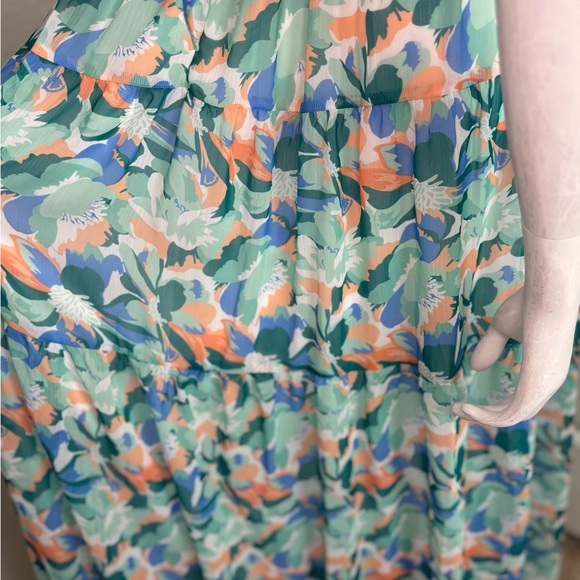 She + Sky Blue and Green Plunge Sundress   A39 - Picture 13 of 13